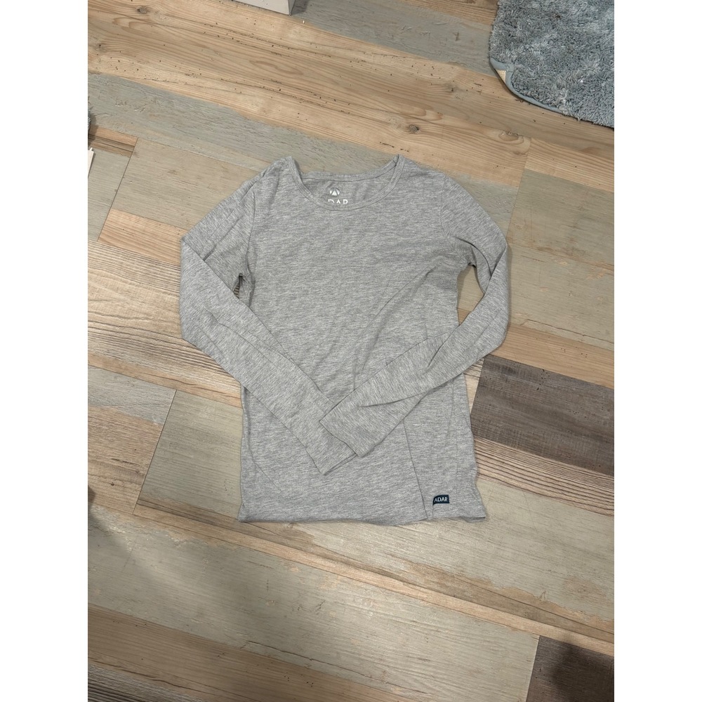 Adar Universal XS Heather Gray Long Sleeve Underscrub Tee Polyester Cotton